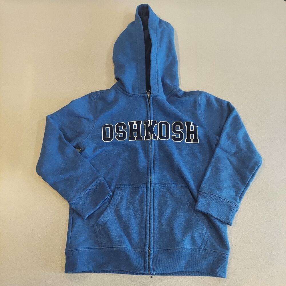 OshKosh B'gosh Hoodie Sweatshirt Boys Size 8 Blue Full Zip Long Sleeve
